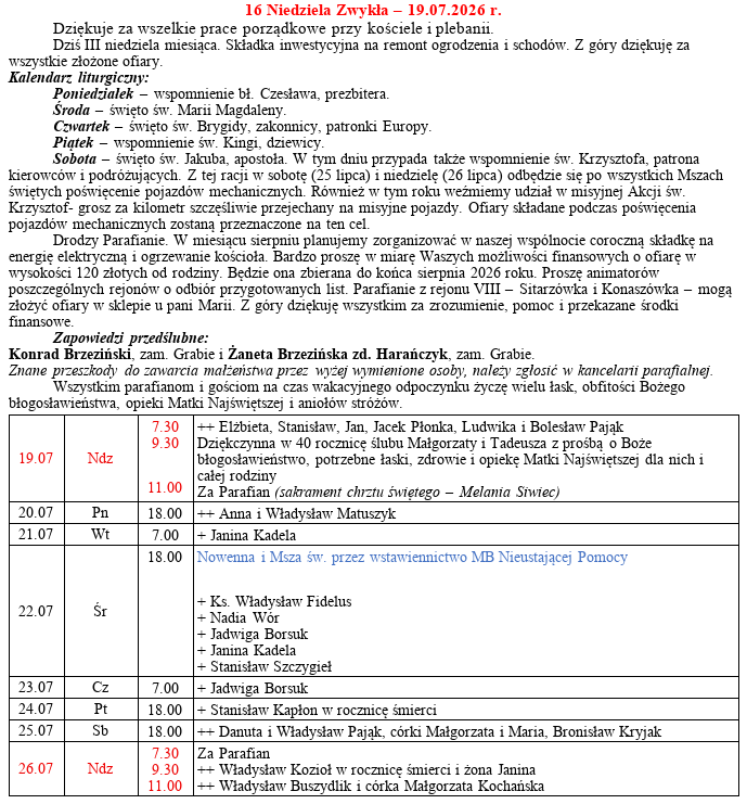Ogłoszenia parafialne