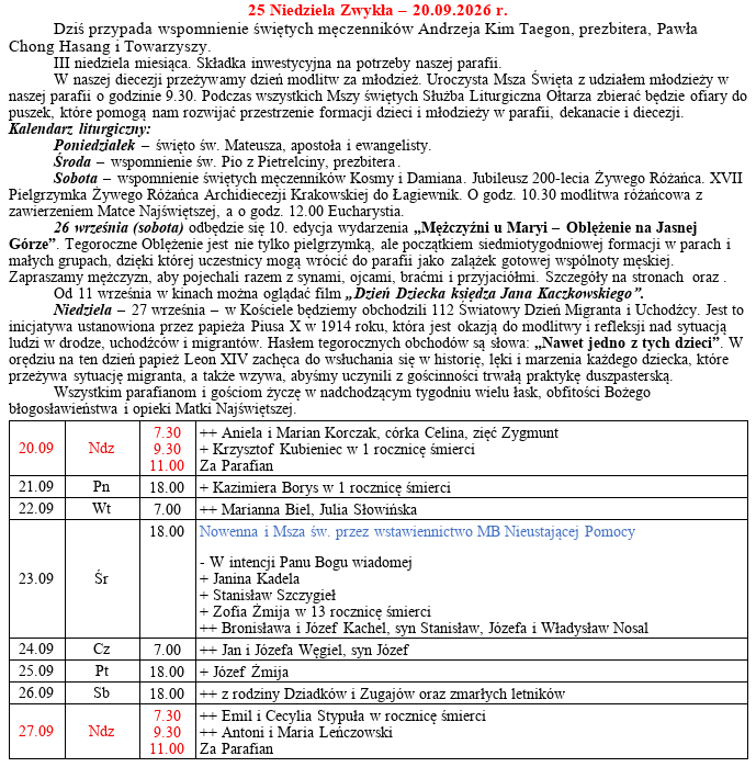 Ogłoszenia parafialne